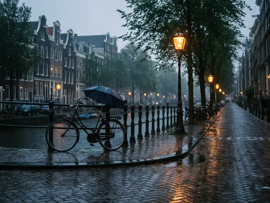 What is the rainiest month in Amsterdam?