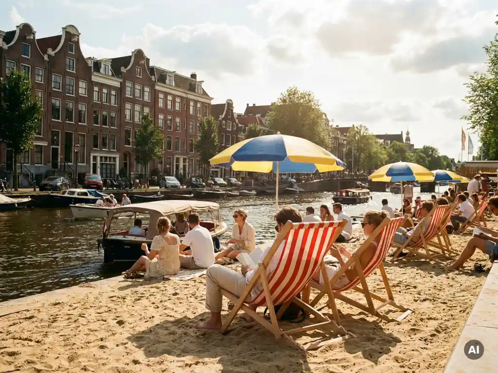 Where can you find a city beach in Amsterdam this summer?