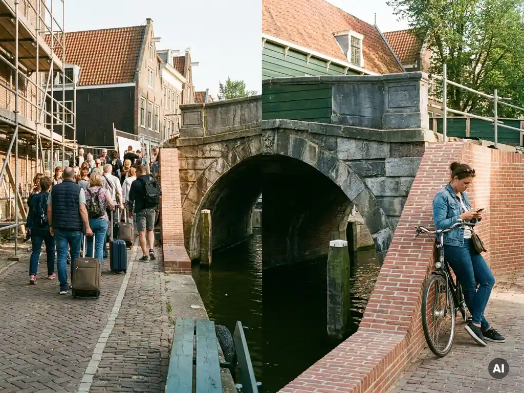How do redesigns balance tourists and locals in shared spaces?