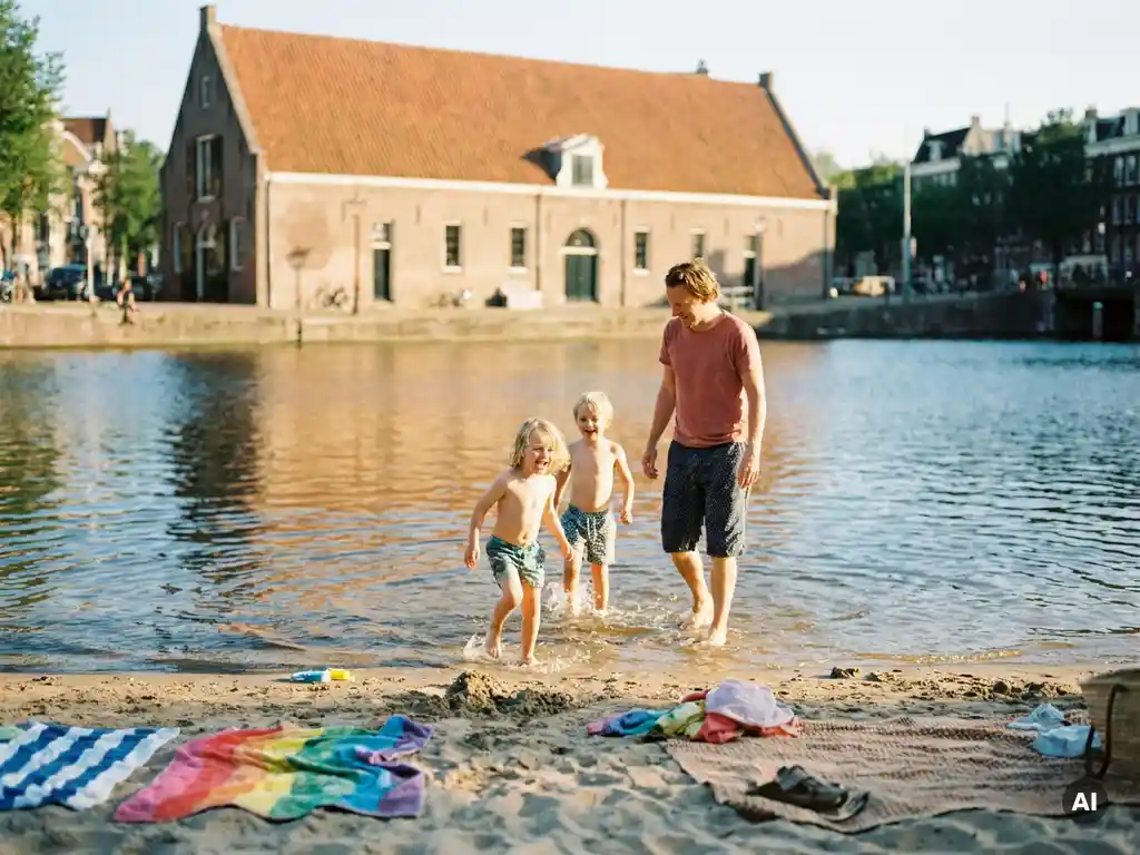 Are there family-friendly city beach spots in Amsterdam?