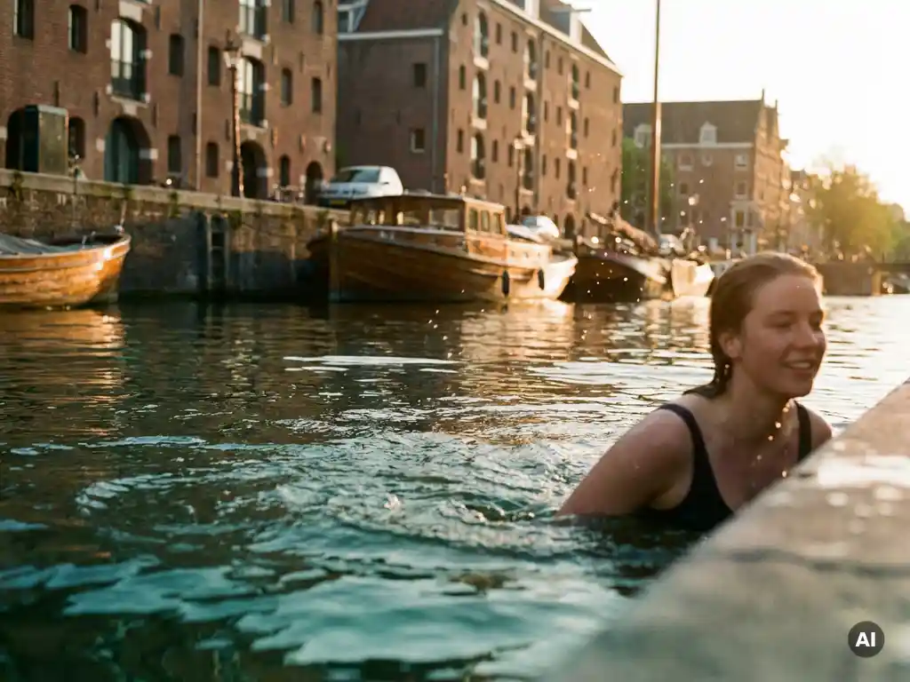 How does Marineterrein compare to other Amsterdam swim spots?