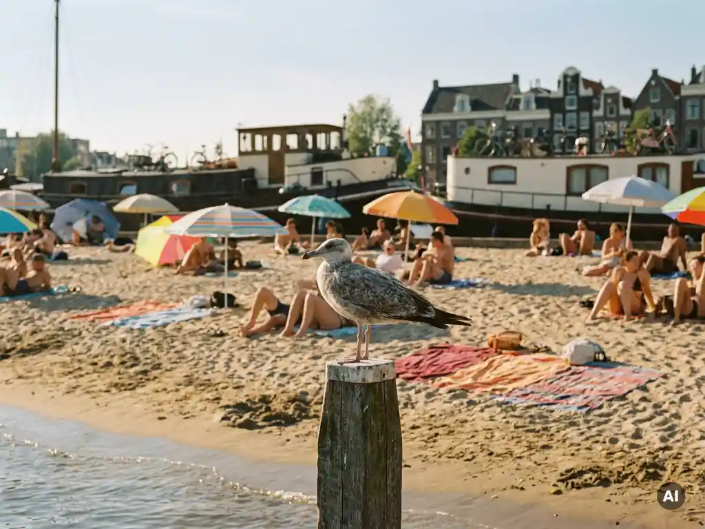 Are city beaches in Amsterdam crowded with tourists too?