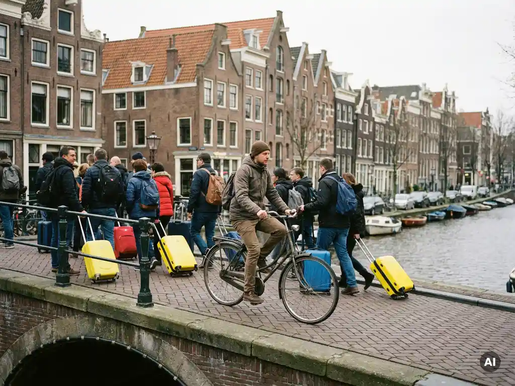 Why is there tension between tourists and residents in Amsterdam?