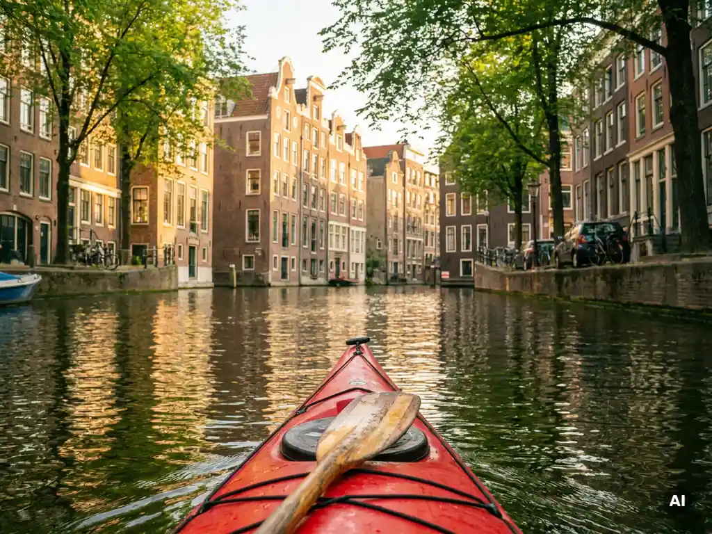 Where can you rent kayaks or paddleboards in Amsterdam?